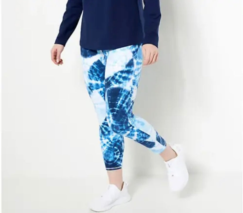 Denim & Co. Active Printed Petite Duo Stretch Full Length Leggings