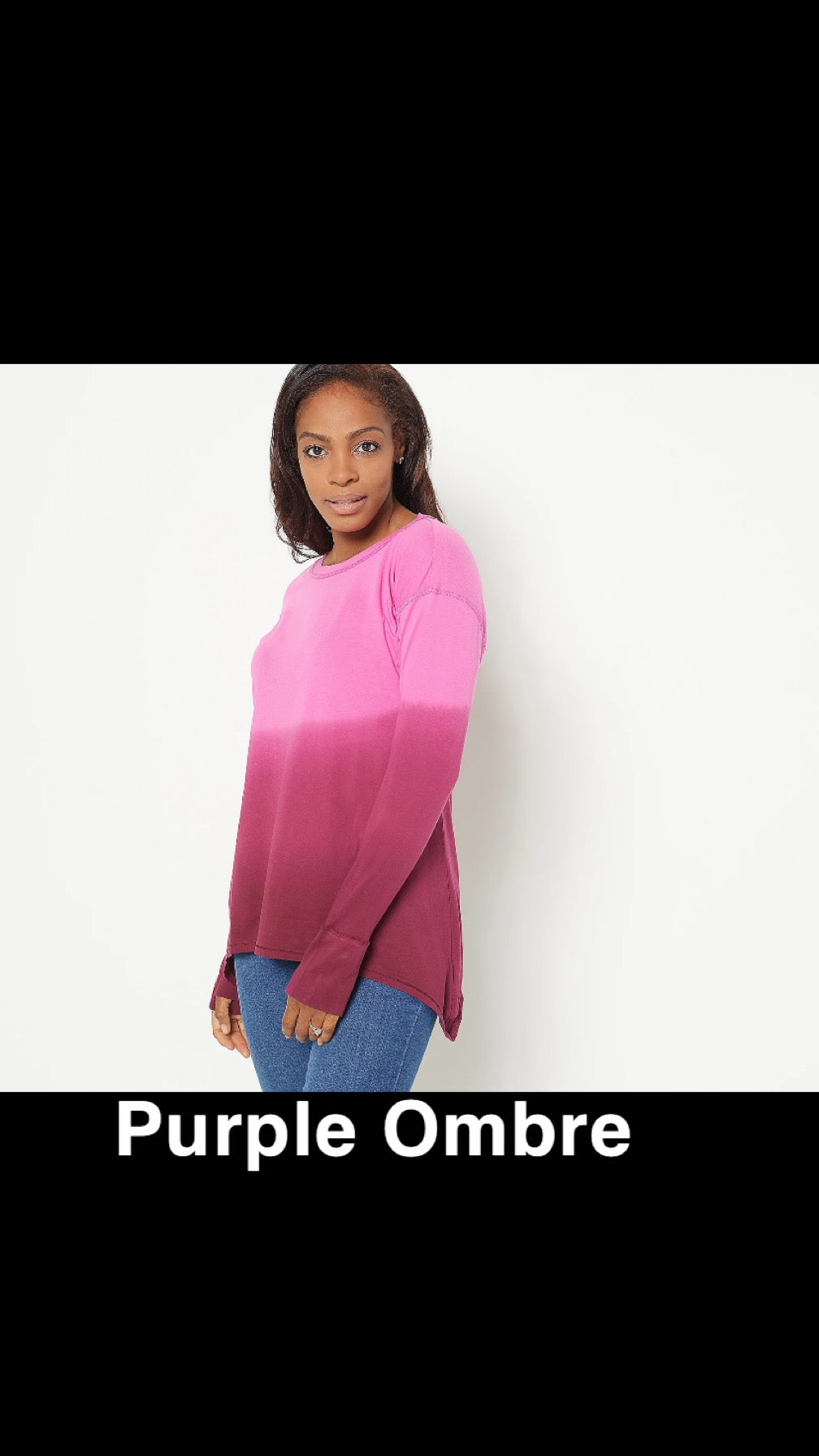 Seed to Style Women’s Organic Cotton Printed Long Sleeve Top w/Sharkbite Hem
