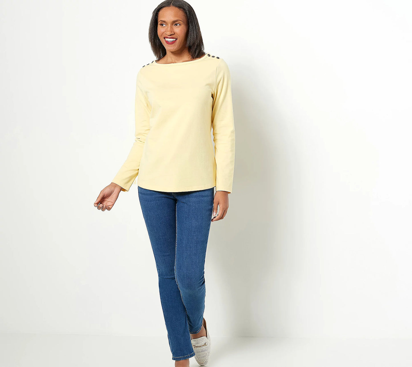 Denim & Co. Perfect Jersey Boat Neck Long Sleeve Top