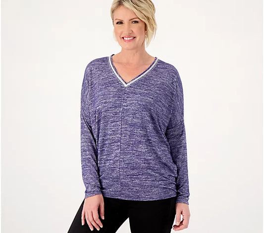 Laurie Felt Women’s Heather V-Neck Dolman Lightweight Sweater