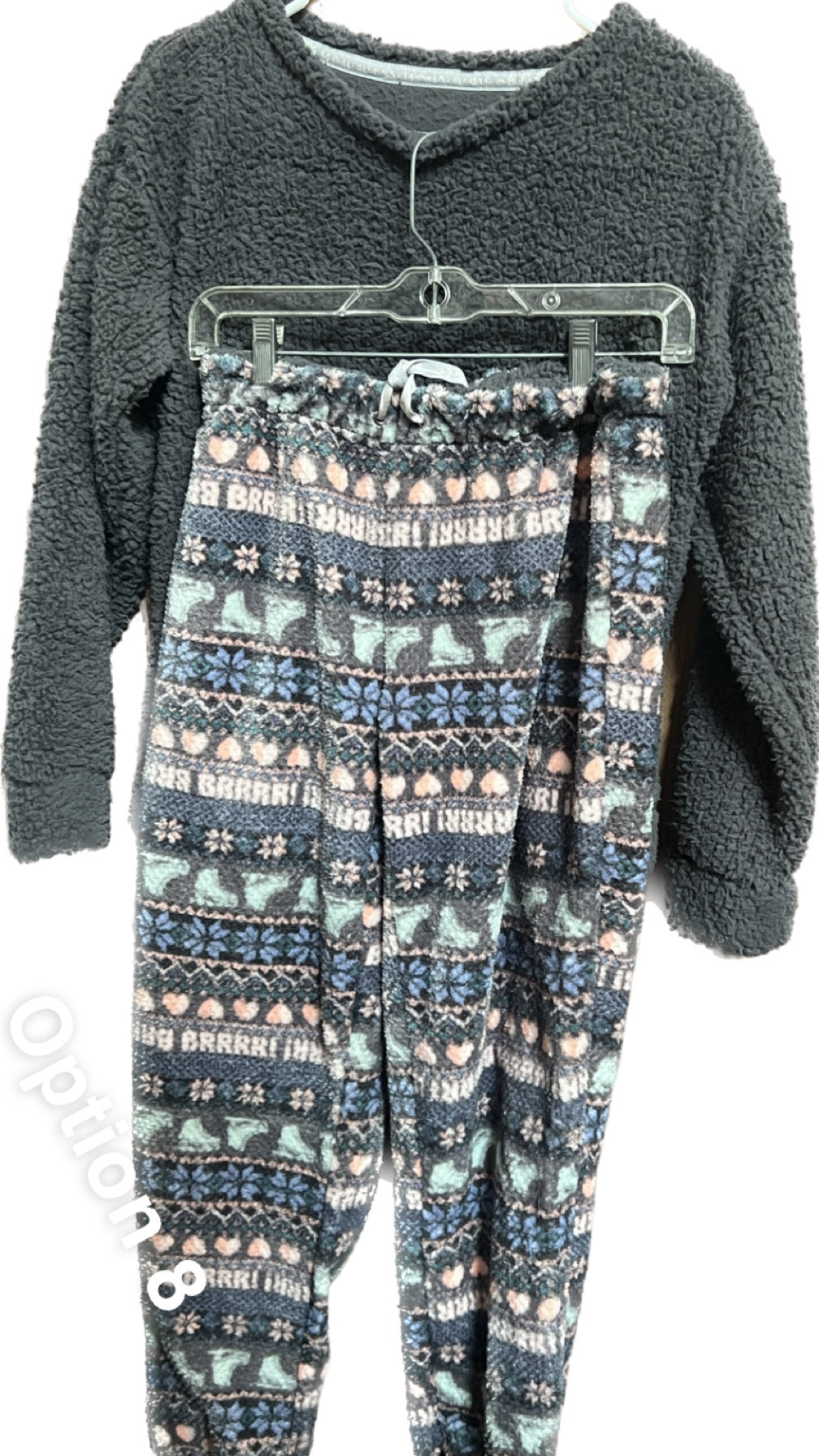 MUK LUKS Women’s PJ Set Faux Sherpa Top & Fleece Jogger Pant