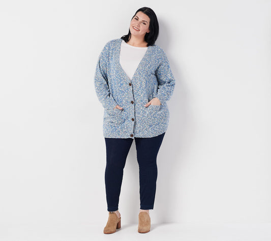 All Worthy Women’s Hunter McGrady Boyfriend Cardigan- Blue