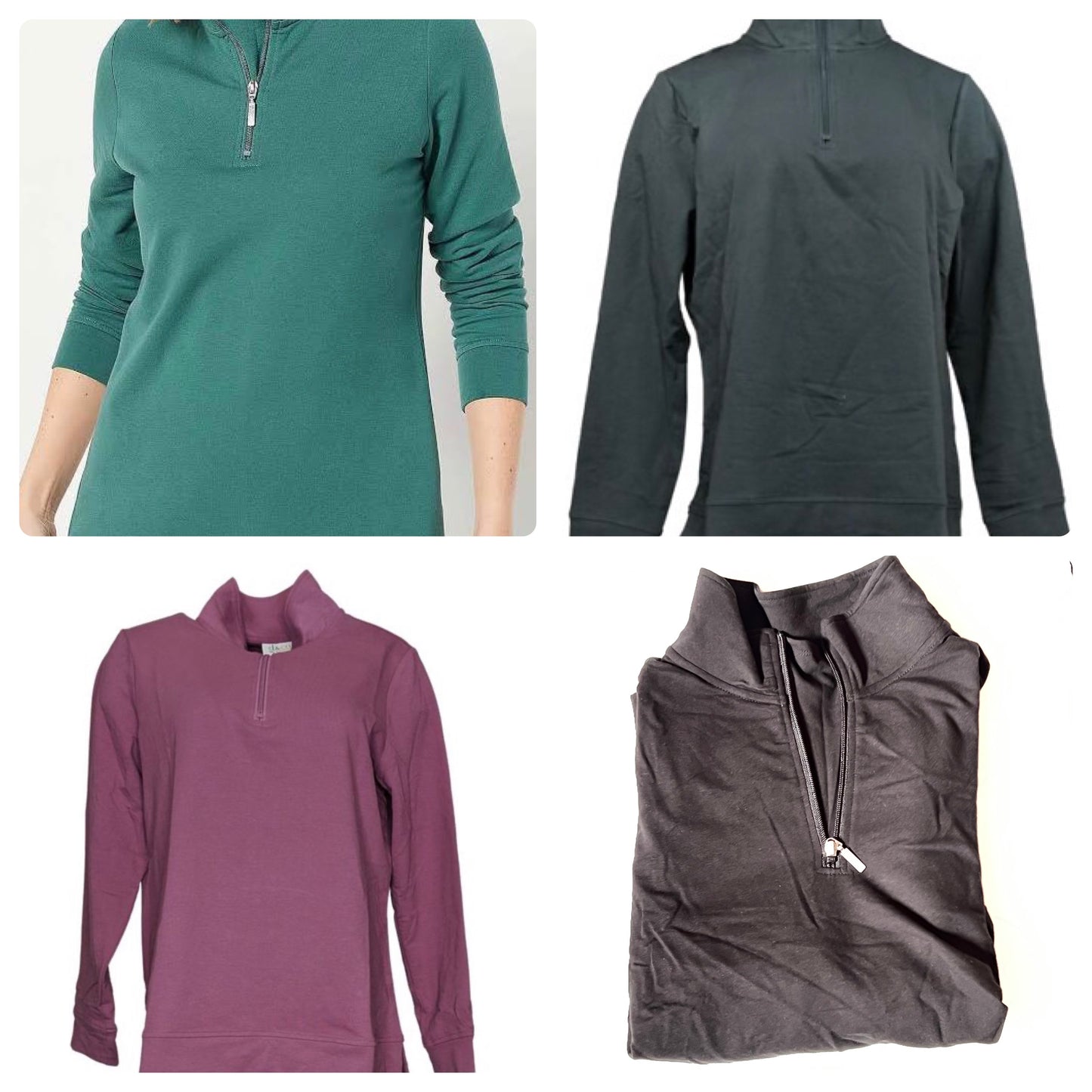 Denim &amp; Co Active French Terry Half-Zip Top Women's