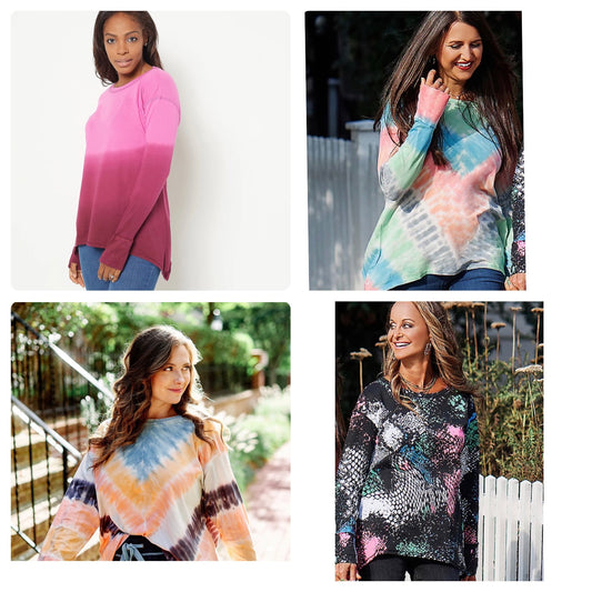 Seed to Style Women’s Organic Cotton Printed Long Sleeve Top w/Sharkbite Hem