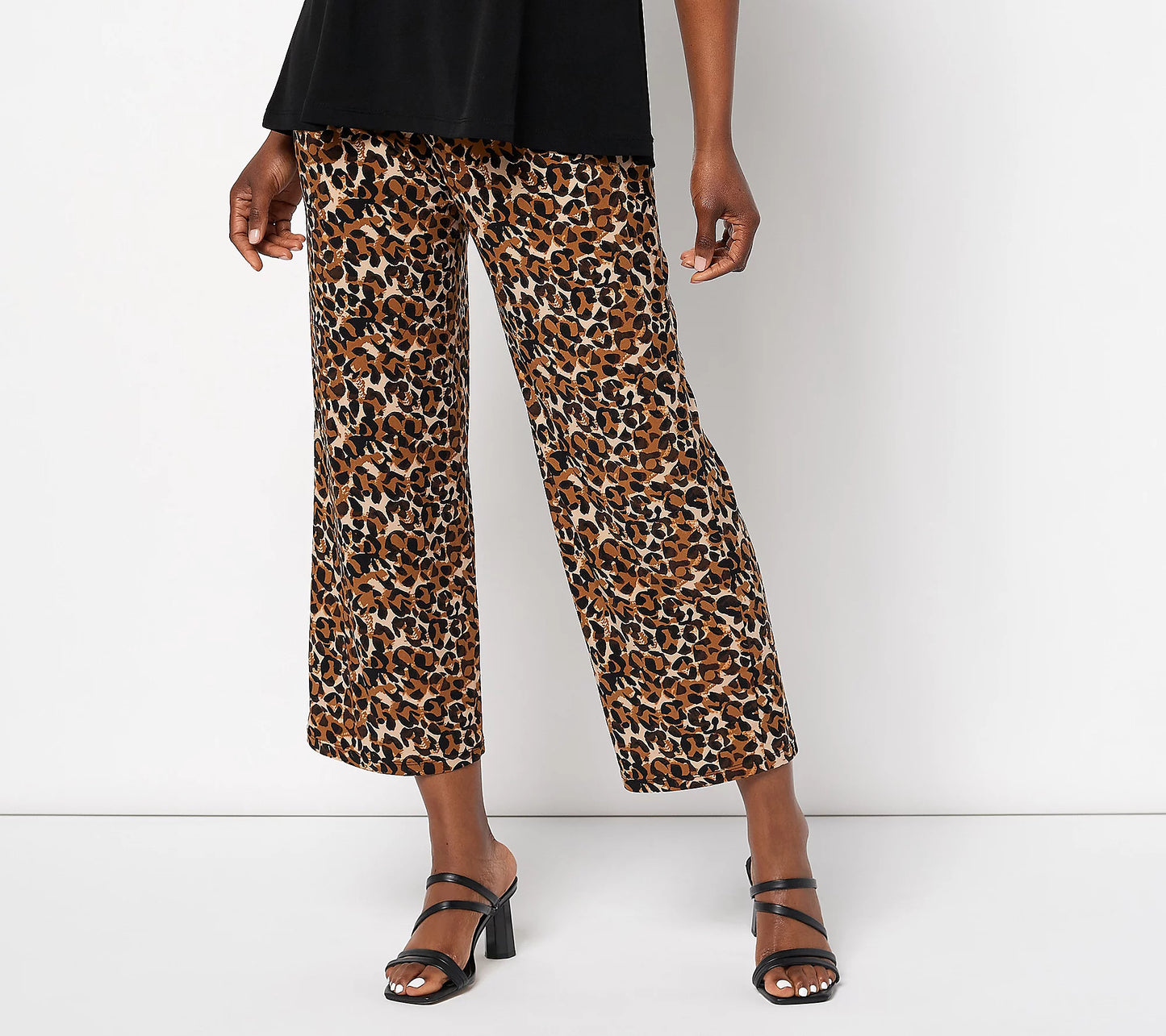 Dennis Basso Women’s Petite Printed Italia Knit Wide Leg Crop Pants