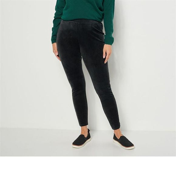 Denim & Co. Women’s Leggings Comfort Zone Velour Pull-On