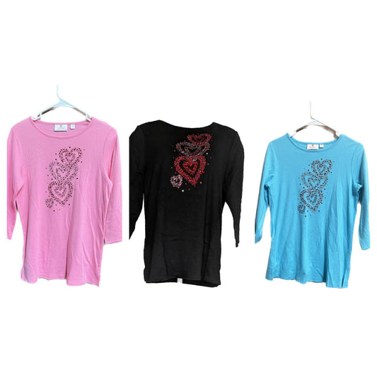 Quacker Factory Women's Top Lots of Love-Sleeve T-Shirt