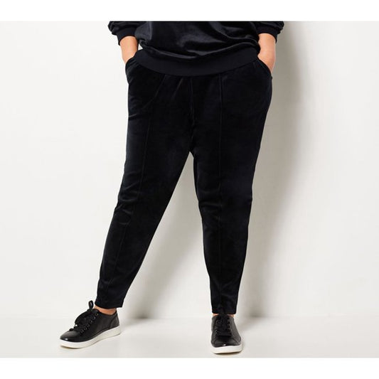 J Jason Wu Women’s Tapered Knit Velour Jogger- Black