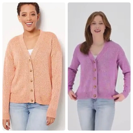 Candace Cameron Women’s Bure Marled V-Neck Button-Front Cardigan