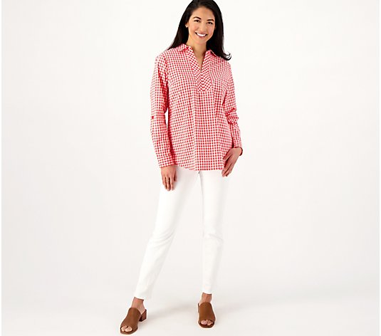 Joan Rivers Women’s Gingham Pullover Shirt Sz XS