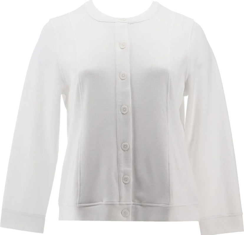 Isaac Mizrahi Live! Women's Plus Pique Button Front Jacket-White