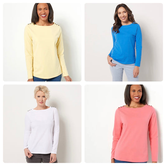 Denim & Co. Perfect Jersey Boat Neck Long Sleeve Top