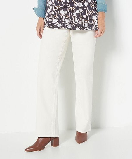 Denim & Co. Women’s Tall Corduroy Wide- Leg Full-Length Pants- Cream