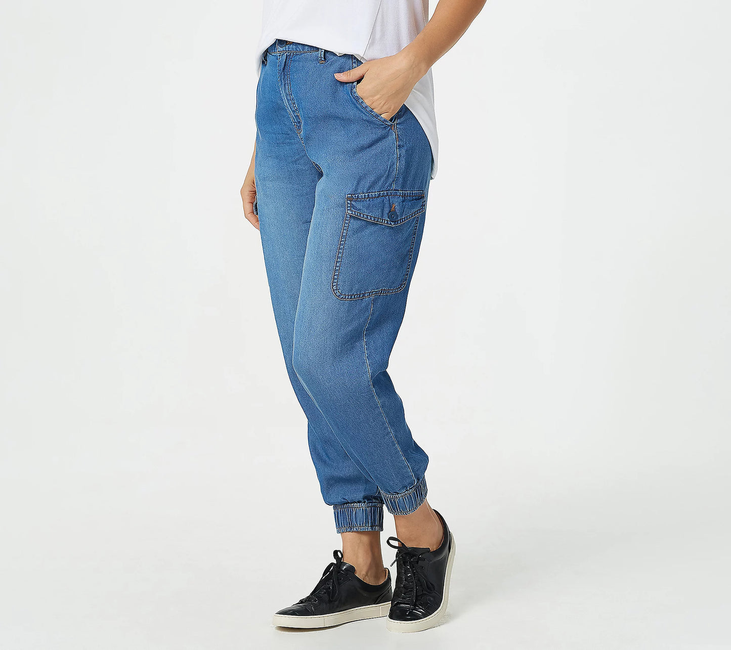 Serra Retreat by Joie Rucker Sycamore Women’s High-Rise Cargo Jogger Pants- Malibu Blue