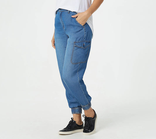 Serra Retreat by Joie Rucker Sycamore Women’s High-Rise Cargo Jogger Pants- Malibu Blue