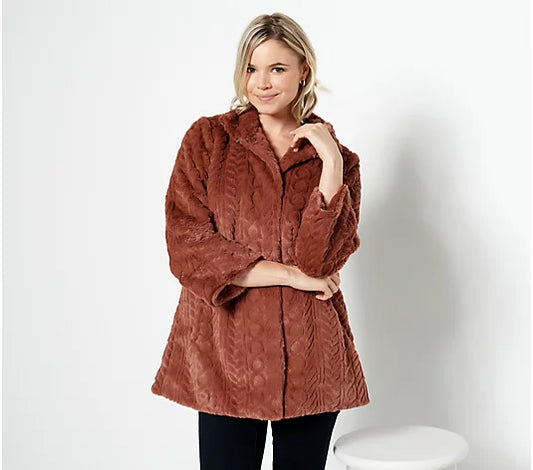 Dennis Basso Women’s Sculpted Cable Faux-Fur Jacket