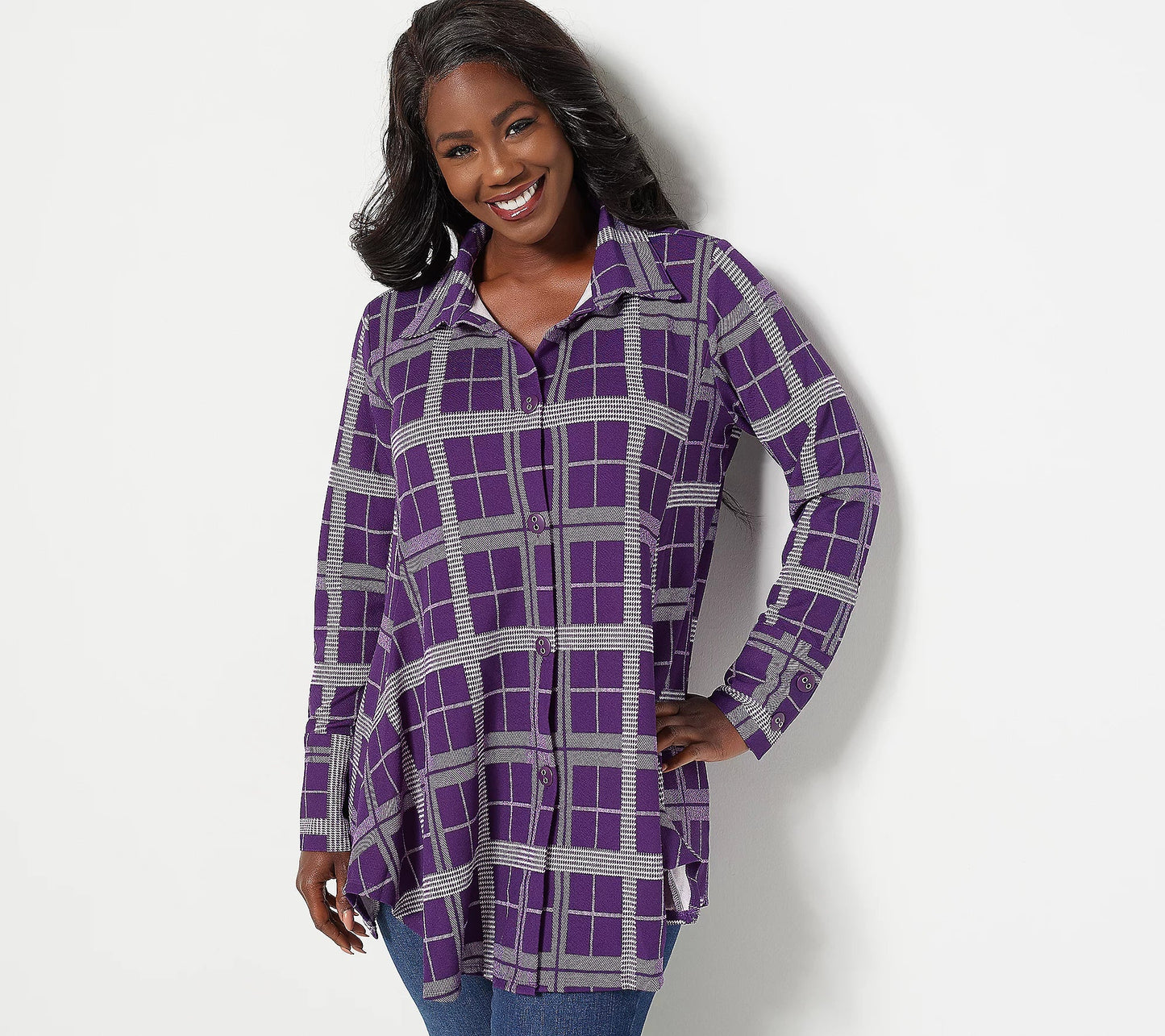 Attitudes by Renee Women’s Regular Button Front Swing Shirt
