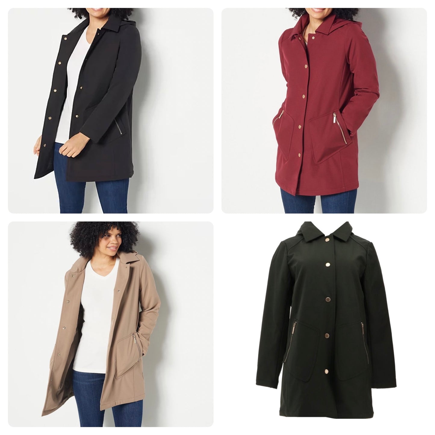 Dennis Basso Women’s Water Resistant Snap Front Coat with Hood