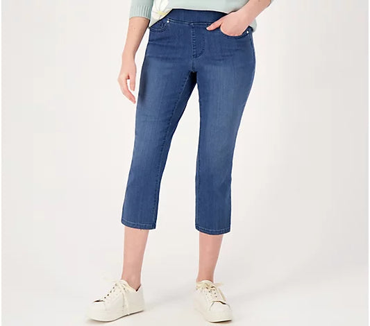Belle by Kim Gravel Women’s Reg Primabelle Straight Leg Cropped Jean- Rinse Wash