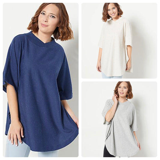 zuda Flecked French Terry Women's Poncho SIze XS/S