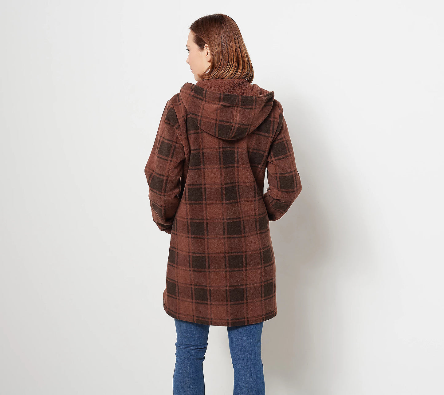 Denim & Co. Women’s Fleece Bonded Sherpa Long-Sleeve Hooded Jacket