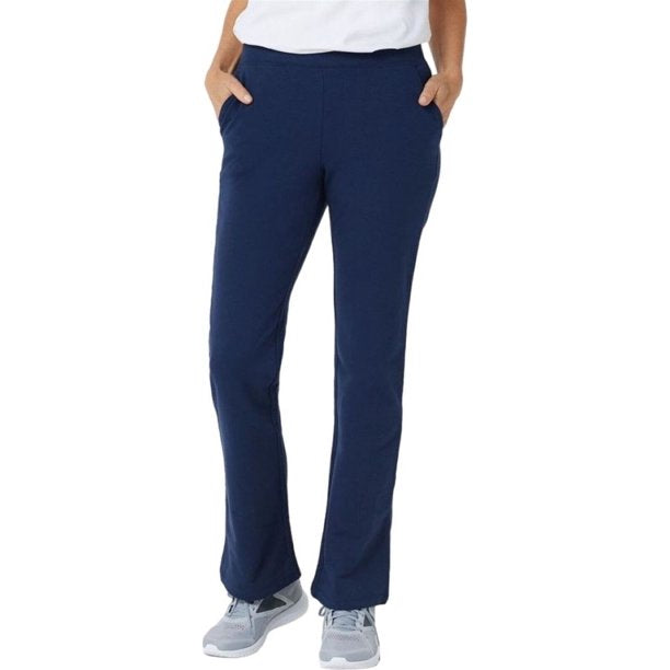 Denim & Co. Women’s Active French Terry Lightly Boot Cut Pants- Navy