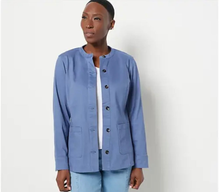 Isaac Mizrahi Live! Women’s True Denim Long Line Jacket- Atlantic Blue