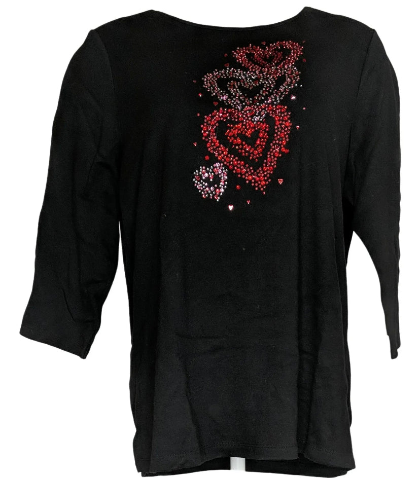 Quacker Factory Women's Top Lots of Love-Sleeve T-Shirt