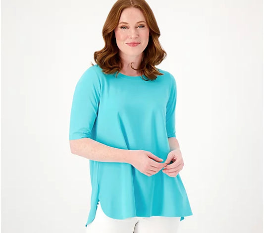 Attitudes by Renee Women’s Washed Cotton Crew Neck Top- French Blue