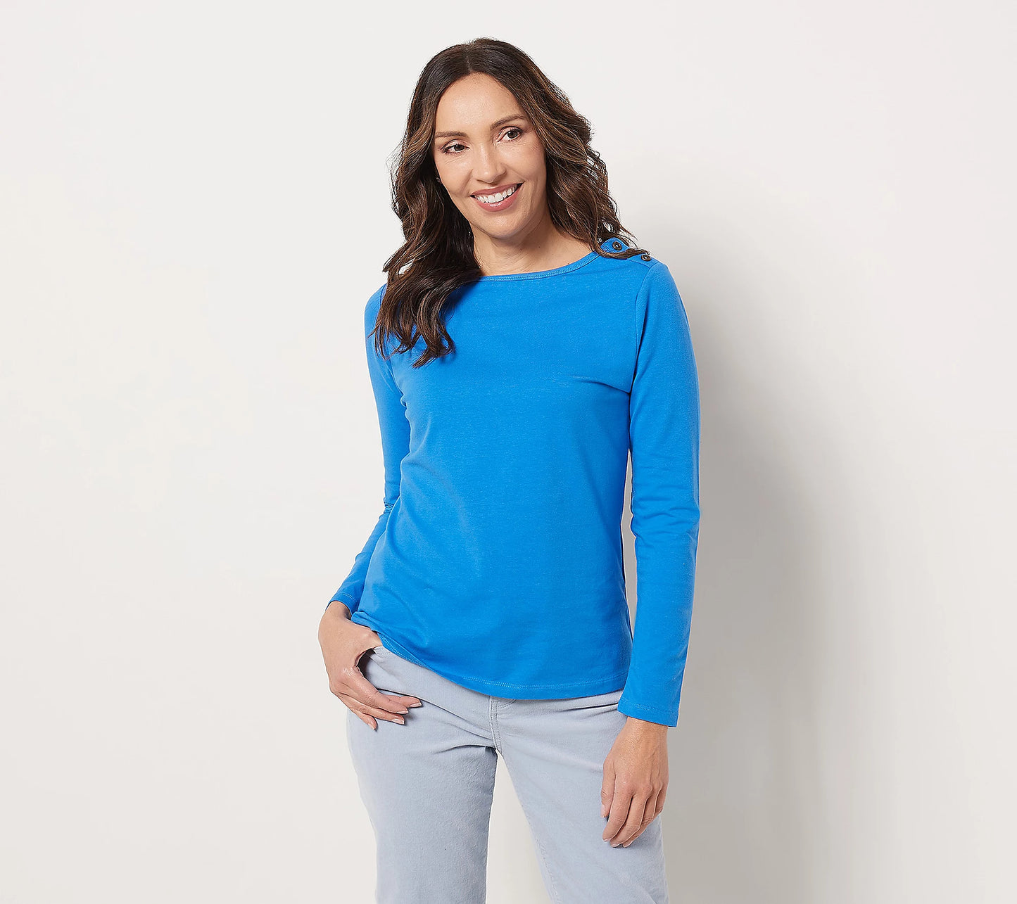 Denim & Co. Perfect Jersey Boat Neck Long Sleeve Top