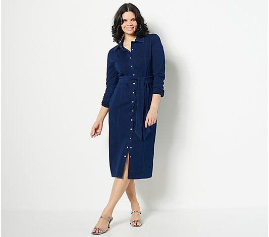 Women with Control Women’s Stretch Denim Duster Shirt Dress Women’s Dress Size XXS Petite