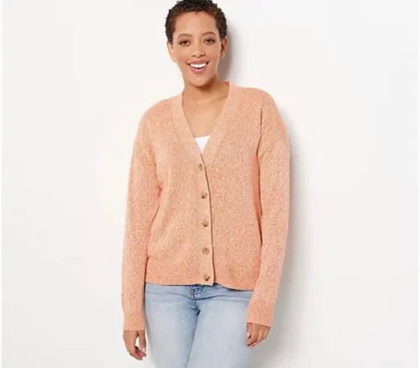 Candace Cameron Women’s Bure Marled V-Neck Button-Front Cardigan