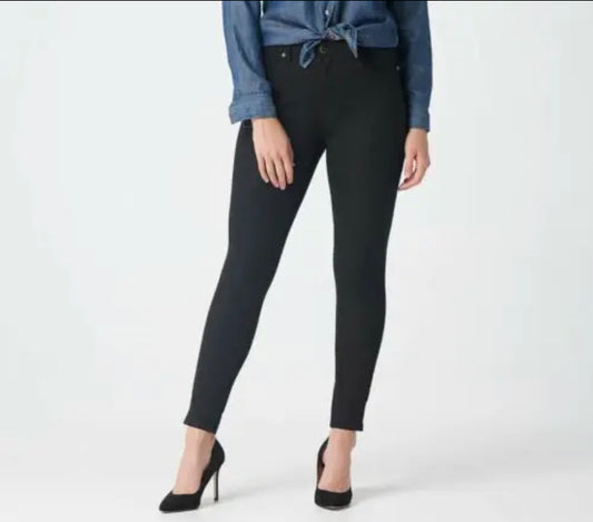 G.I.L.I. Women’s Dual Stretch Colored Denim Ankle Pants- Noir Black