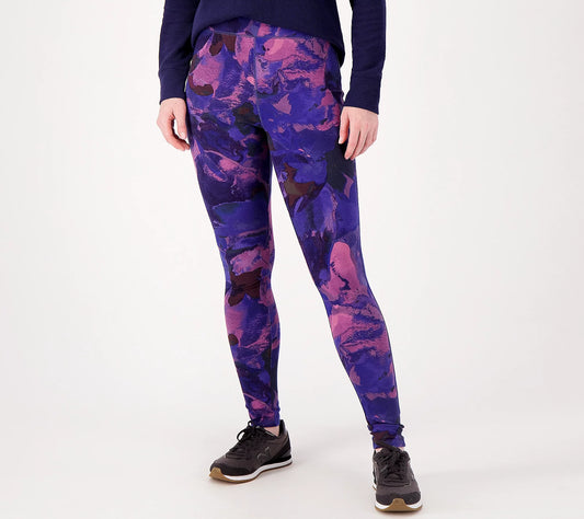 Denim & Co. Women’s Printed Regular Duo Stretch XXS Full-Length Leggings- Cobalt