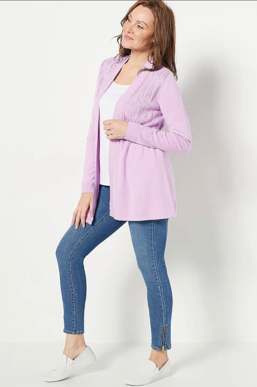 Isaac Mizrahi Live! Women’s Novelty Stitch Swing Sweater Cardigan