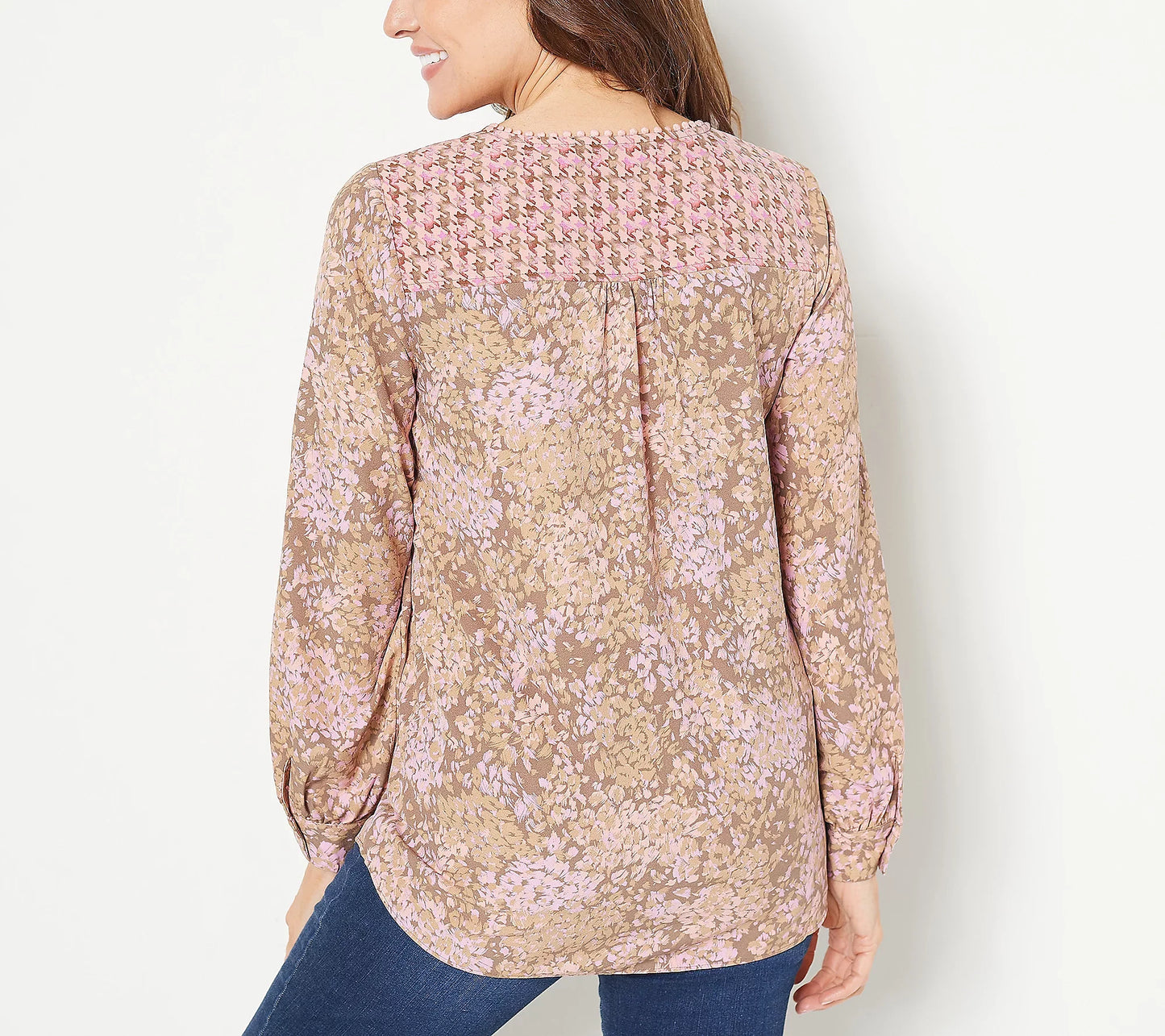 Isaac Mizrahi Live! Mixed Print Stretch Crepe women's Blouse