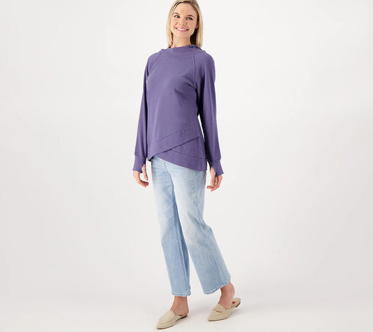 Mind Body Love by Peace Love World Women’s Crossover-Hem Pullover- Indigo
