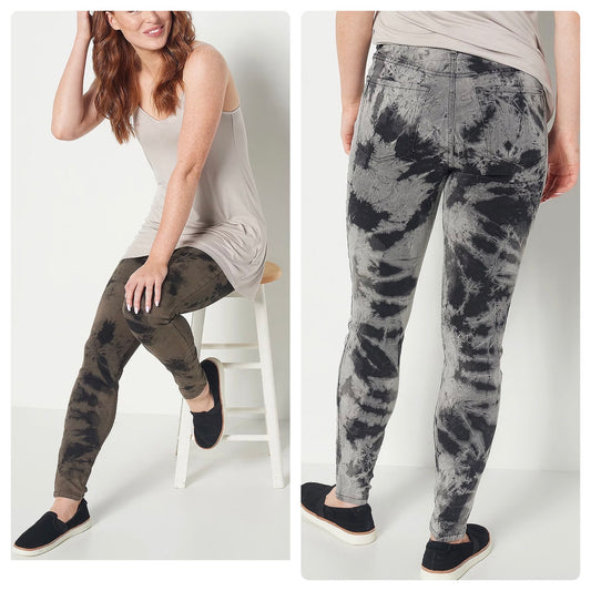LOGO by Lori Goldstein Women’s Regular Hand Tie-Dye Skinny Jeans