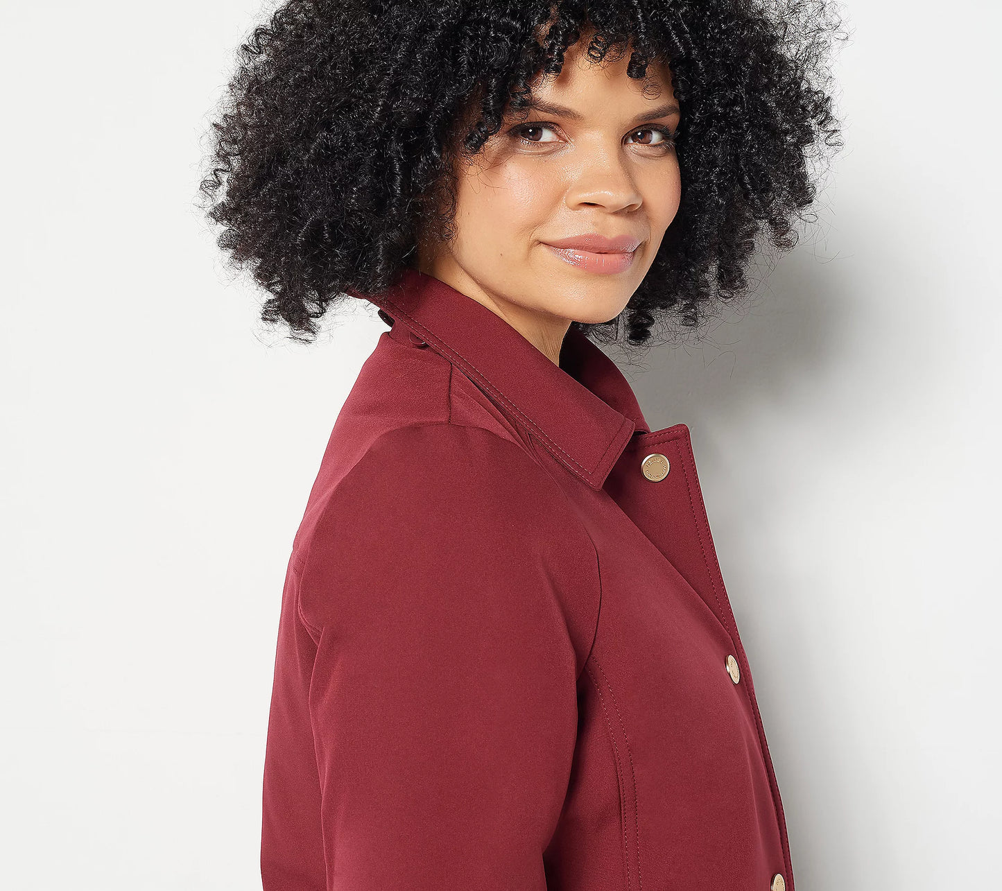 Dennis Basso Women’s Water Resistant Snap Front Coat with Hood