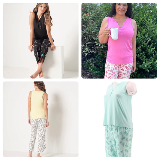 AnyBody Women’s Petite Brushed Jersey Henley Tank and Pant Set