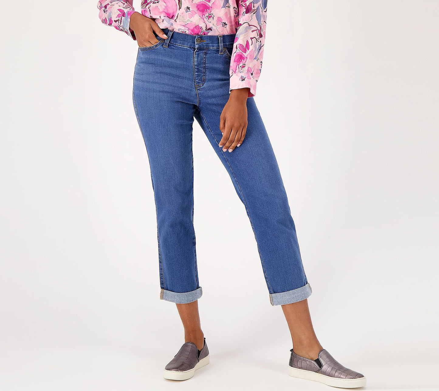 Denim & Co. Women’s Cozy Touch Denim Regular Girlfriend Jean