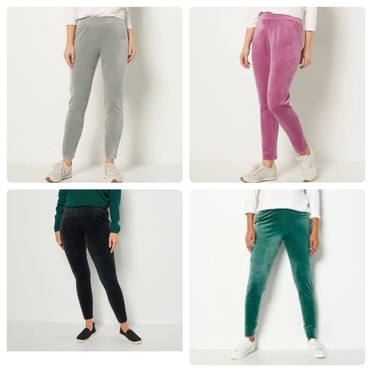 Denim & Co. Women’s Leggings Comfort Zone Velour Pull-On