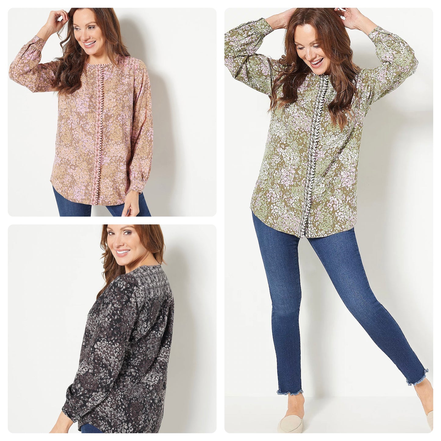 Isaac Mizrahi Live! Mixed Print Stretch Crepe women's Blouse