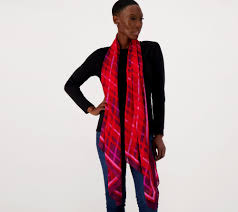 Isaac Mizrahi Live! Printed Plaid Scarf Multi Color Green And Red For Women