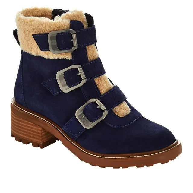 Vince Camuto Women's Klerica Leather and Faux Fur Moto/Hiker Boot