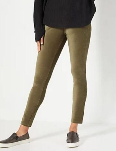 Belle Kim Gravel Women's Fine Pinwale Knit Corduroy Jeggings OLIVE