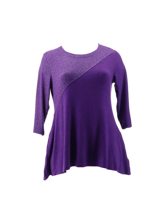 Attitudes Renee Knit Asymmetric Color Purple-Block Tunic Women's