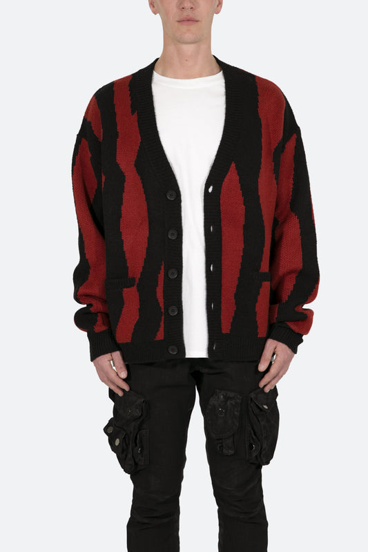 MNML Men's Zebra Cardigan - Red/Black