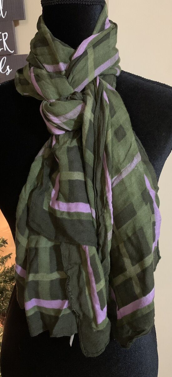 Isaac Mizrahi Live! Printed Plaid Scarf Multi Color Green And Red For Women