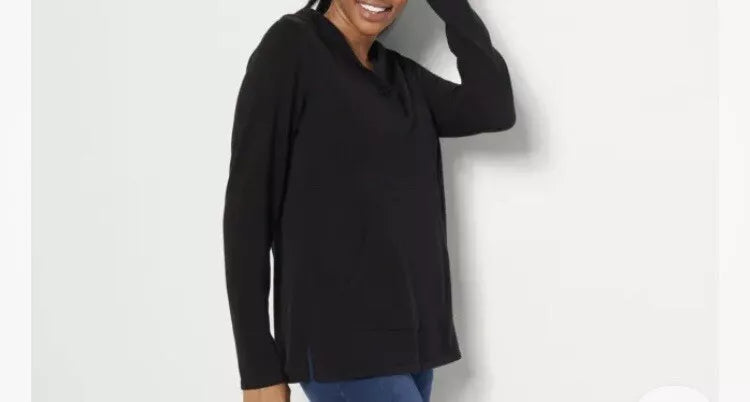 Isaac Mizrahi Live! SOHO Button Front Hoodie Sweater